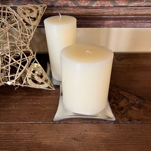 Pottery Barn Silver metal candle coaster set. - Picture 7 of 9